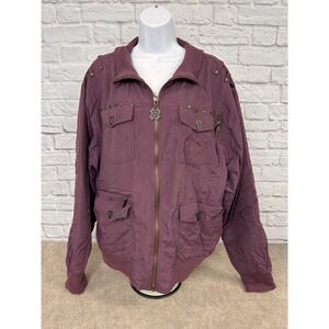 Blac Label Vintage Mens Purgatory Purple Studded Bomber Jacket New With Tags